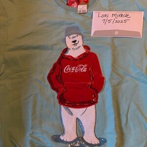 QUEEN OF SPARKLES Coca Cola Polar Bear Sweatshirt XL